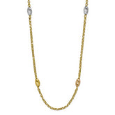 Sterling Silver 925 Fancy Necklace with Tri-Color Marquise Accent